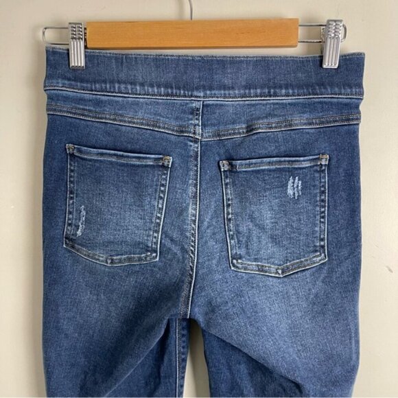 SPANX DISTRESSED SKINNY JEAN tummy control shaping pull on medium wash Small - Picture 8 of 13